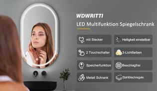 LED Multifunktion Spiegelschrank Oval