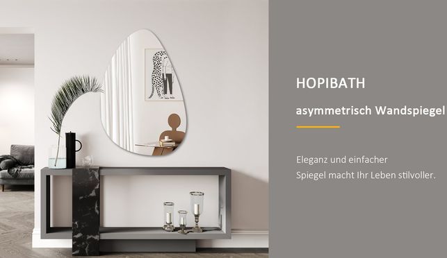 HOPIBATH Modern Asymmetrischer Spiegel Wassertropfen 65x90cm 5mm HD Glas