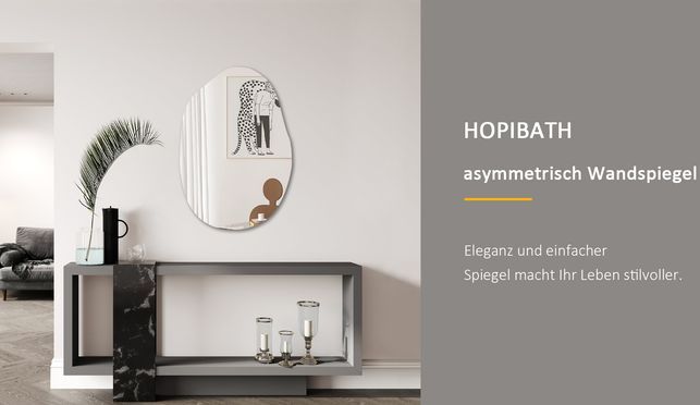 HOPIBATH Modern Asymmetrisch Spiegel Kieselstein 55x80cm 5mm HD Glas
