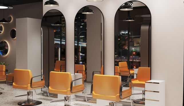 HOPIBATH Modern Friseurspiegel groß 180x80cm Rundbogen mit Schwarz Alurahmen