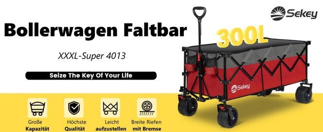 Sekey 4013 Serie Bollerwagen – 200kg Tragkraft | 300L Volumen | Breite Geländeräder