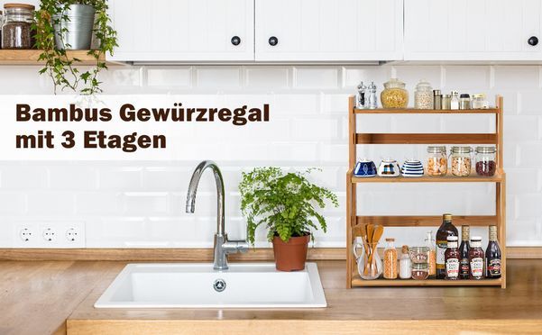 Gewürzregal mit 3 Etagen aus Bambus
