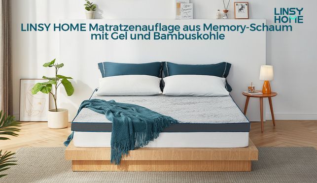 LINSY HOME 7,5 cm Gel Memoryschaum Matratzenauflage mit Bambusgewebe