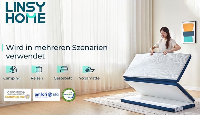 LINSY HOME Klappmatratzenauflage, 7,5 cm Dreifach Matratze mit waschbarem Tencel Bezug