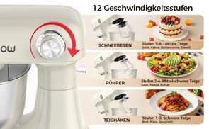 Vielseitige Küchenmaschine mit 12 Gang Steuerung für alle Te