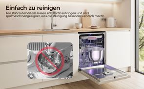Einfache Reinigung und spülmaschinengeeignetes Zubehör für K