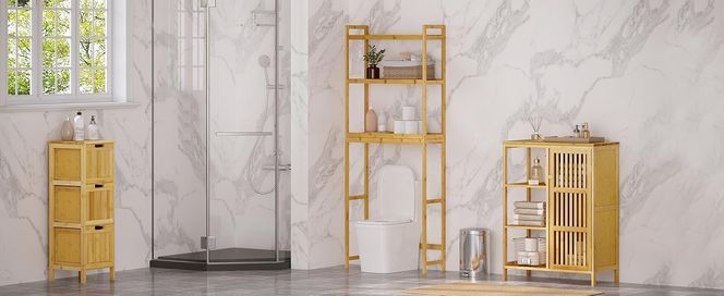 EUGAD Badregal Waschmaschinenregal Toilettenregal aus Bambus