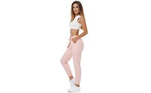 Damenhose in Rosa mit schmalem Bein und elastischem Bund.