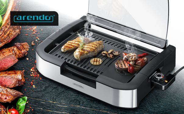 Eleganter Tischgrill mit Glasabdeckung
