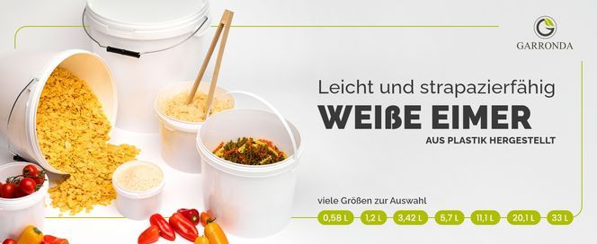 Weiß, transparente, schwarze Eimer aus Plastik hergestellt