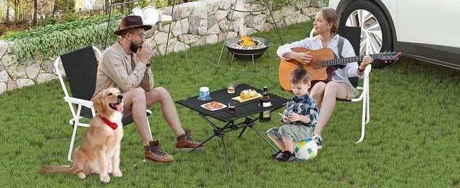 WOLTU Campingtisch tragbar, Ultraleichter Klapptisch mit 2 Getränkehaltern