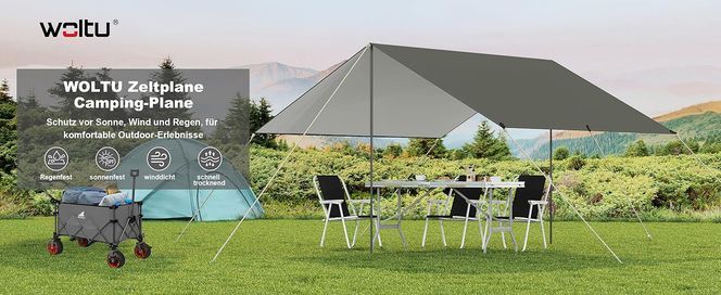 WOLTU Zeltplane wasserdicht, Outdoor Tarp Ultraleicht, Zeltunterlage mit Ösen