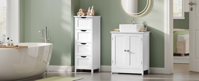 WOLTU Waschbeckenunterschrank, Unterschrank Waschbecken, Waschtischunterschrank weiß