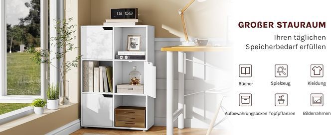 WOLTU Bücherregal Bücherschrank Standregal Aufbewahrungregal Raumteiler Büroregal Aktenschrank