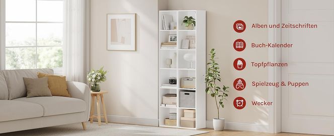 WOLTU Bücherregal mit 6 Fächern, Würfelregal freistehend, Standregal