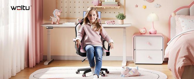 WOLTU Gaming Stuhl Kinder, Kinderschreibtischstuhl Ergonomisch mit Lehne und Armlehnen
