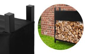 Kaminholzregal mit Dach 25 cm tief für Brennholz