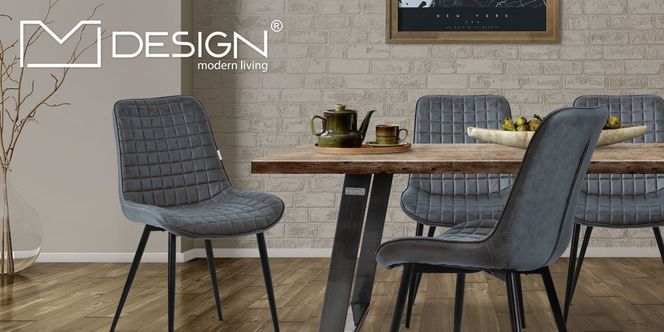 Esszimmerstühle 2er Set aus PU Kunstleder in Anthrazit von ML Design
