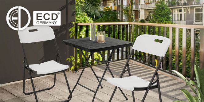 ECD Germany Klappstühle 2er Set in Weiß mit Stahlrahmen 