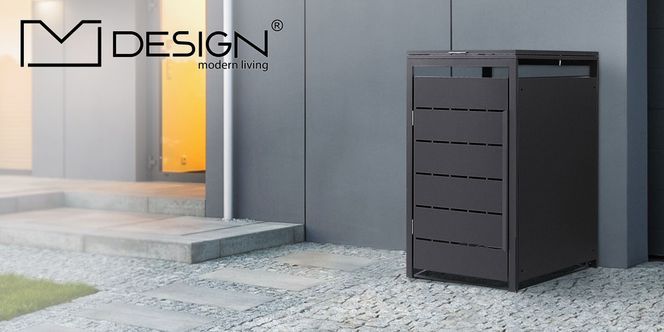 Mülltonnenbox Anthrazit für 1 Tonne aus Metall mit Deckel von ML Design