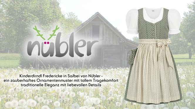 Kinderdirndl Fredericke in Salbei von Nübler traditionelle Eleganz mit liebevollen Details