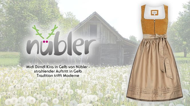 Midi Dirndl Kira in Gelb: Tradition trifft Moderne