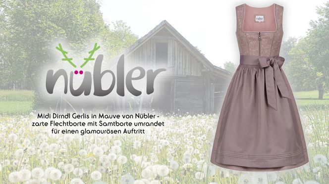 Midi Dirndl Gerlis in Mauve von Nübler für einen glamourösen Auftritt