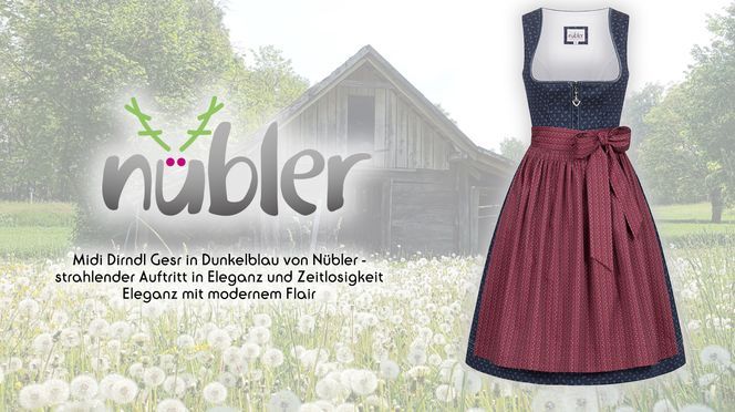 Midi Dirndl Gesr in Dunkelblau von Nübler – Klassische Eleganz mit modernem Flair