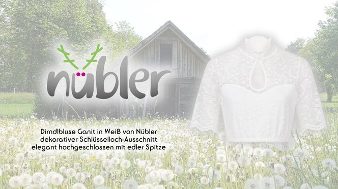 Dirndlbluse Ganit in Weiß von Nübler – elegant hochgeschlossen mit edler Spitze