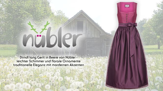 Langes Dirndl Gerit in Beere traditionelle Eleganz mit modernen Akzenten
