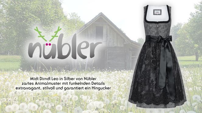 Midi Dirndl Leo in Silber von Nübler – extravagant, stilvoll und garantiert ein Hingucker