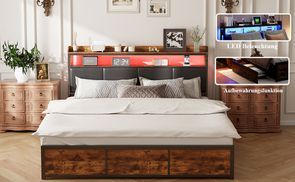 Vielseitiges Polsterbett mit LED Beleuchtung