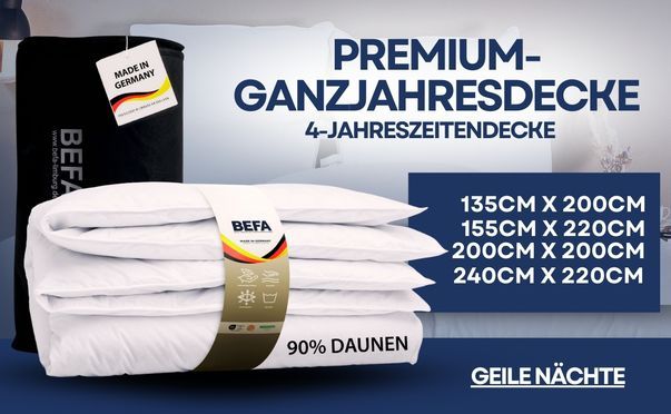 Kuschelweiche Ganzjahresdecke mit 90 % Daunen Made in Germany