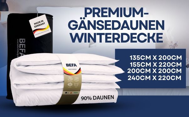 Kuschelig warme Gänsedaunendecke für kalte Nächte Made in Germany