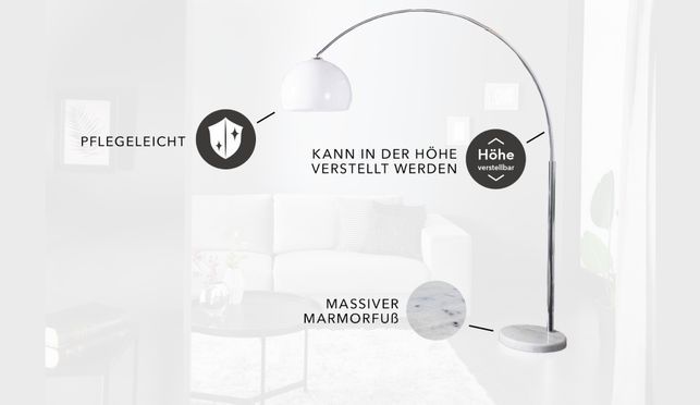 Deine neue, höhenverstellbare Bogenlampe - mit Marmorfuß!