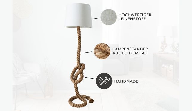 Deine neue, maritime Stehlampe - mit einem Lampenständer aus Tau!