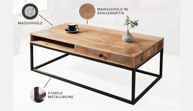 Dein neuer, massiver Couchtisch mit Stauraum und aus Massivholz!