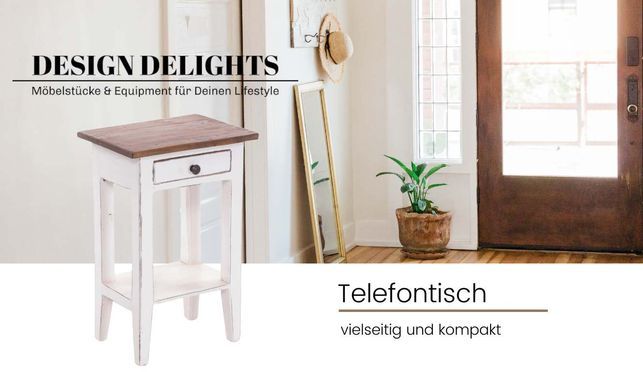 Telefontisch „Planta“, Nachtschrank mit Schublade
