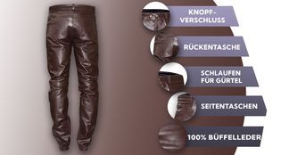 Lederhose mit vielen Funktionen in Braun