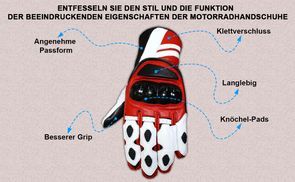 Funktion der Motorradhandschuhe beeindruckende Eigenschaften