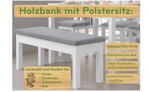 Holzbank mit Polstersitz