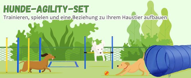PawHut Hunde-Agility-Set - Trainieren, spielen und eine Beziehung zu Ihrem Haustier aufbauen