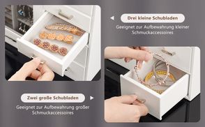 3 vertikalen Schubladen und 5 horizontalen Schubladen