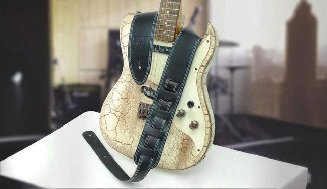 Gitarrengurt keepdrum Gitarrengurt aus Echt Leder Schwarz mit Doppelnaht