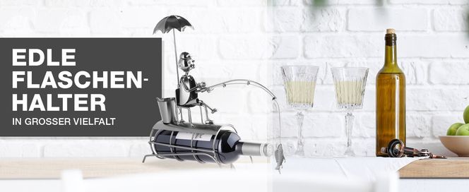 BRUBAKER Weinflaschenhalter Angler mit Sonnenschirm