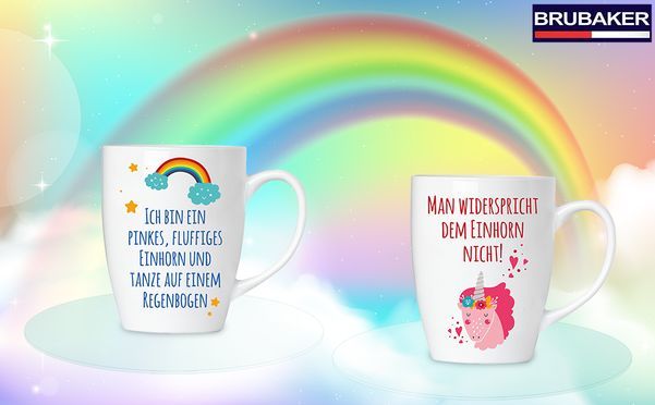 Lustige Statement Tassen im praktischen 2er Set mit Grußkarte in Geschenkbox