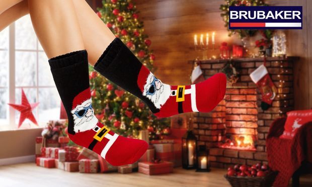 Warme dicke Weihnachtssocken für Damen und Herren im lustigen Santa Design
