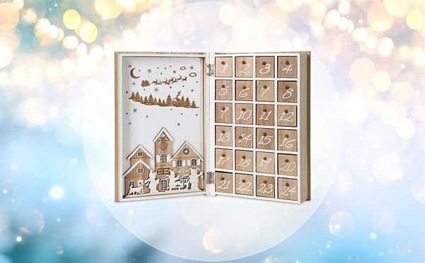 BRUBAKER Wiederverwendbarer Adventskalender aus Holz zum Befüllen