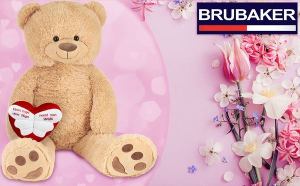 Unser großer 100 cm Teddybär ist ein ideales Geschenk, um Mama eine Freude zu bereiten!