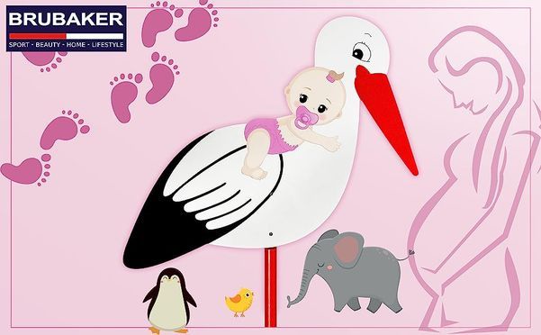 „Willkommen im Leben“ Wunderbarer XXL Storch zur Geburt von Mädchen 